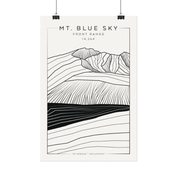 Colorado 14ers: MT. BLUE SKY: Textured Watercolor Matte Posters - Image 6