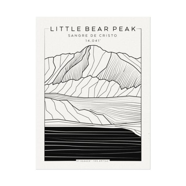 Colorado 14ers: LITTLE BEAR PEAK: Textured Watercolor Matte Posters