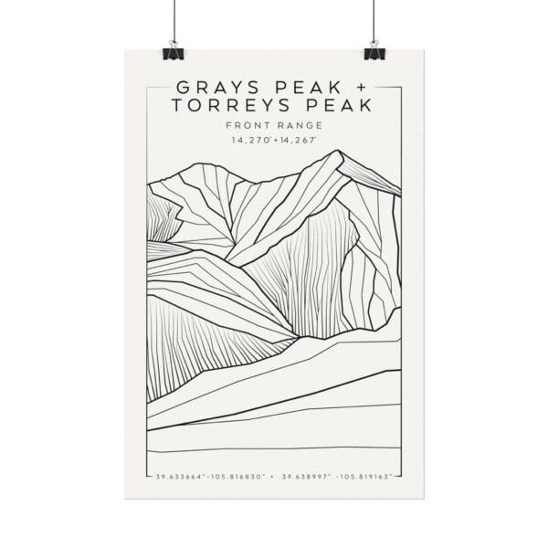 Colorado 14ers: GRAYS PEAK + TORREYS PEAK: Textured Watercolor Matte Posters - Image 6