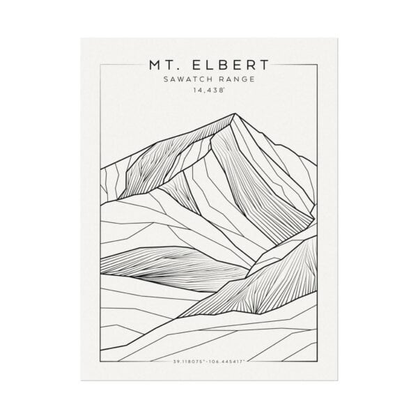Colorado 14ers: MT. ELBERT: Textured Watercolor Matte Posters