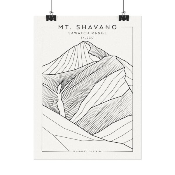 Colorado 14ers: MT. SHAVANO: Textured Watercolor Matte Posters - Image 2