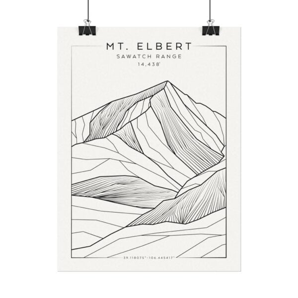 Colorado 14ers: MT. ELBERT: Textured Watercolor Matte Posters - Image 2
