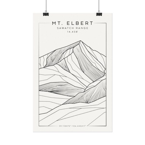 Colorado 14ers: MT. ELBERT: Textured Watercolor Matte Posters - Image 6