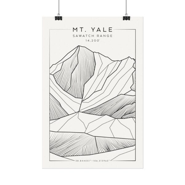 Colorado 14ers: MT. YALE: Textured Watercolor Matte Posters - Image 6