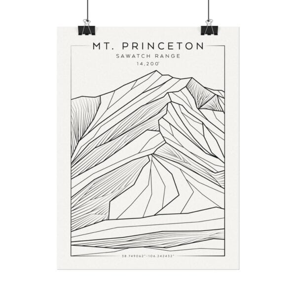 Colorado 14ers: MT. PRINCETON: Textured Watercolor Matte Posters - Image 2
