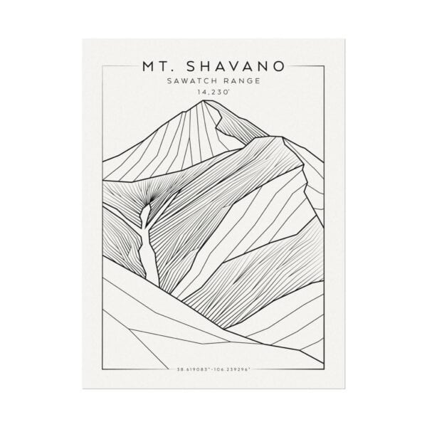 Colorado 14ers: MT. SHAVANO: Textured Watercolor Matte Posters