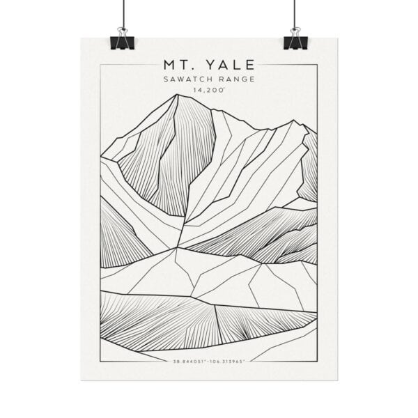 Colorado 14ers: MT. YALE: Textured Watercolor Matte Posters - Image 2