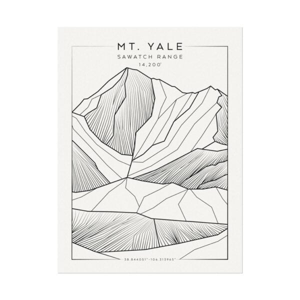 Colorado 14ers: MT. YALE: Textured Watercolor Matte Posters