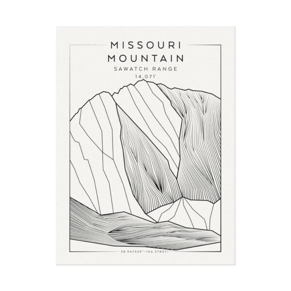 Colorado 14ers: MISSOURI MOUNTAIN: Textured Watercolor Matte Posters