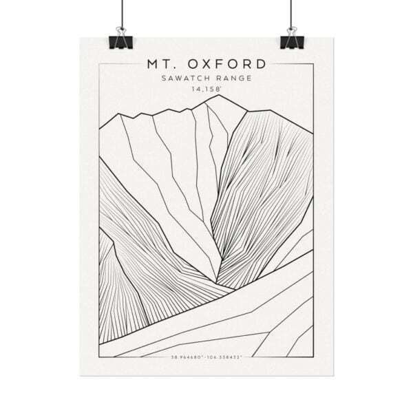 Colorado 14ers: MT. OXFORD: Textured Watercolor Matte Posters - Image 2