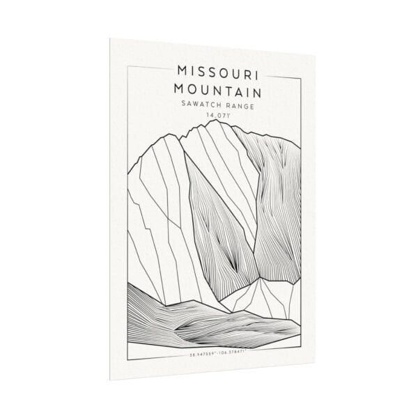 Colorado 14ers: MISSOURI MOUNTAIN: Textured Watercolor Matte Posters - Image 3