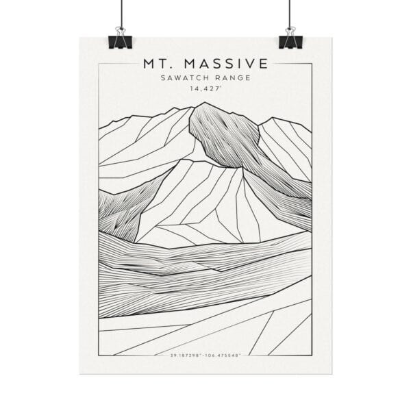 Colorado 14ers: MT. MASSIVE: Textured Watercolor Matte Posters - Image 2