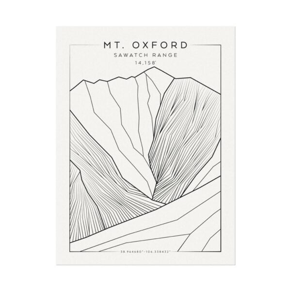 Colorado 14ers: MT. OXFORD: Textured Watercolor Matte Posters