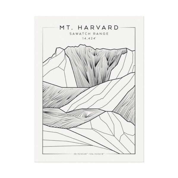 Colorado 14ers: MT. HARVARD: Textured Watercolor Matte Posters
