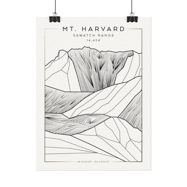 Colorado 14ers: MT. HARVARD: Textured Watercolor Matte Posters - Image 2