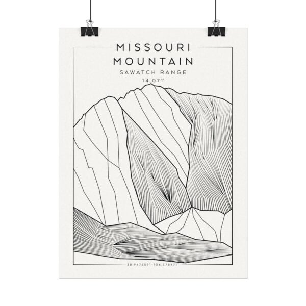 Colorado 14ers: MISSOURI MOUNTAIN: Textured Watercolor Matte Posters - Image 2