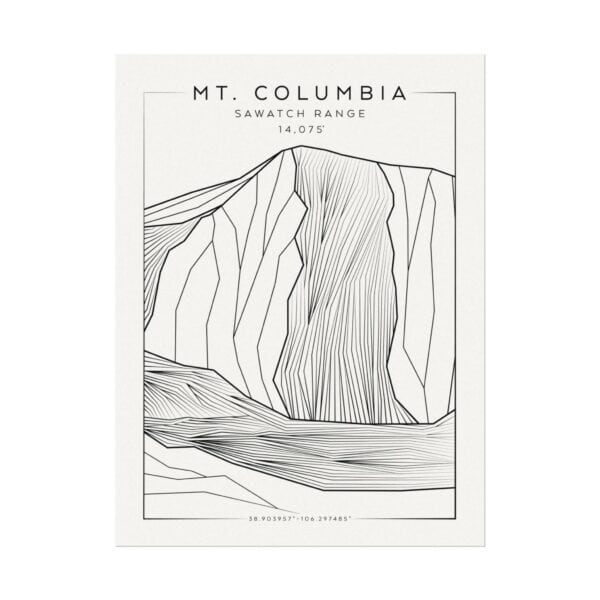 Colorado 14ers: MT. COLUMBIA: Textured Watercolor Matte Posters