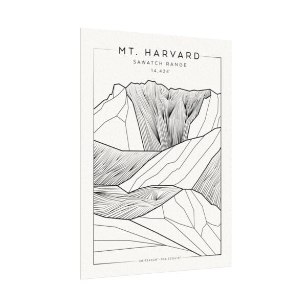 Colorado 14ers: MT. HARVARD: Textured Watercolor Matte Posters - Image 3