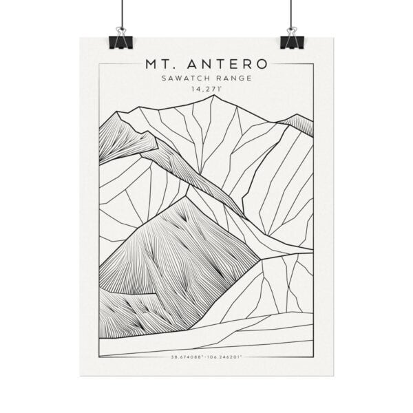 Colorado 14ers: MT. ANTERO: Textured Watercolor Matte Posters - Image 2
