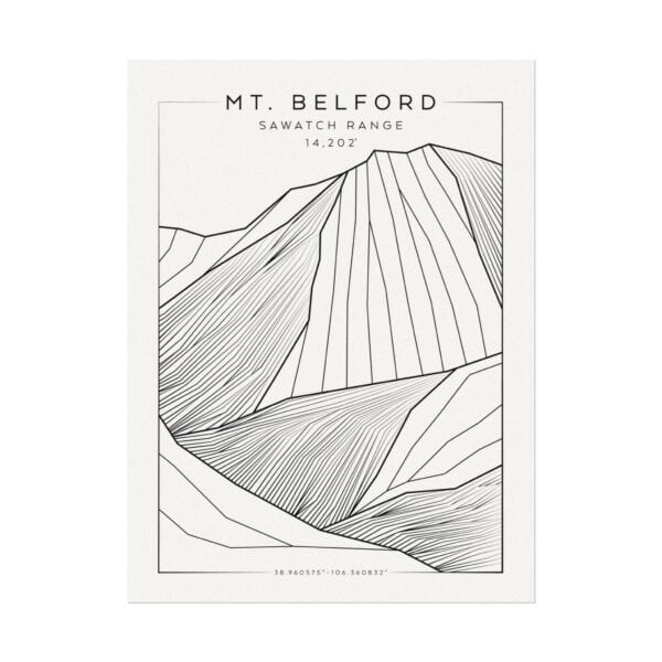 Colorado 14ers: MT. BELFORD: Textured Watercolor Matte Posters