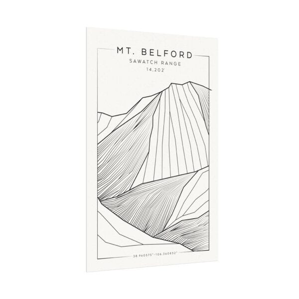Colorado 14ers: MT. BELFORD: Textured Watercolor Matte Posters - Image 7