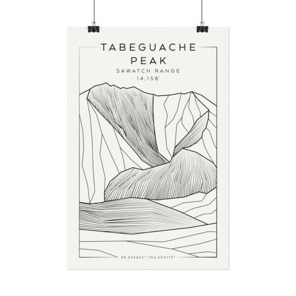 Colorado 14ers: TABEGUACHE PEAK: Textured Watercolor Matte Posters - Image 6