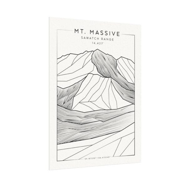 Colorado 14ers: MT. MASSIVE: Textured Watercolor Matte Posters - Image 3