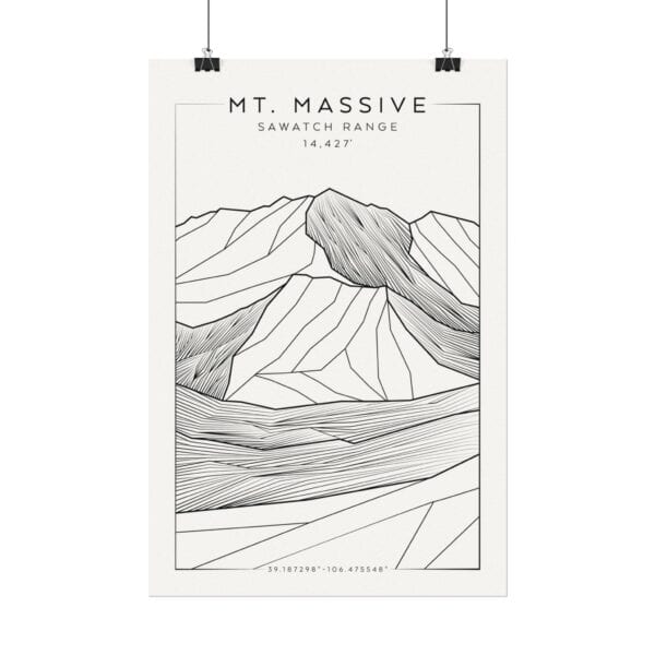Colorado 14ers: MT. MASSIVE: Textured Watercolor Matte Posters - Image 6