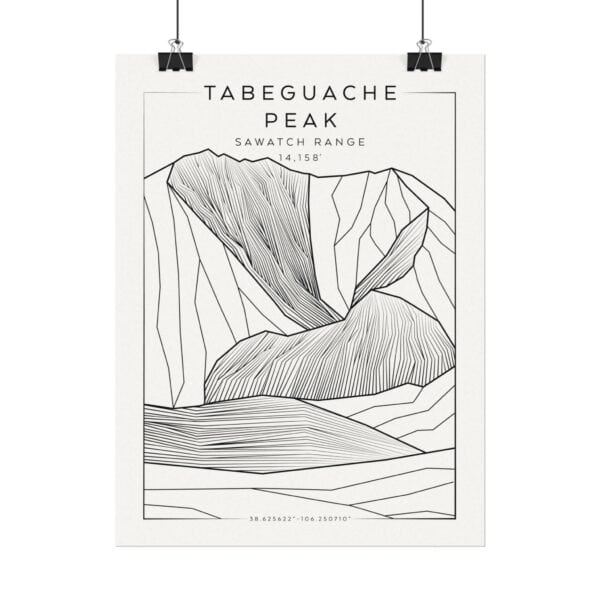Colorado 14ers: TABEGUACHE PEAK: Textured Watercolor Matte Posters - Image 2