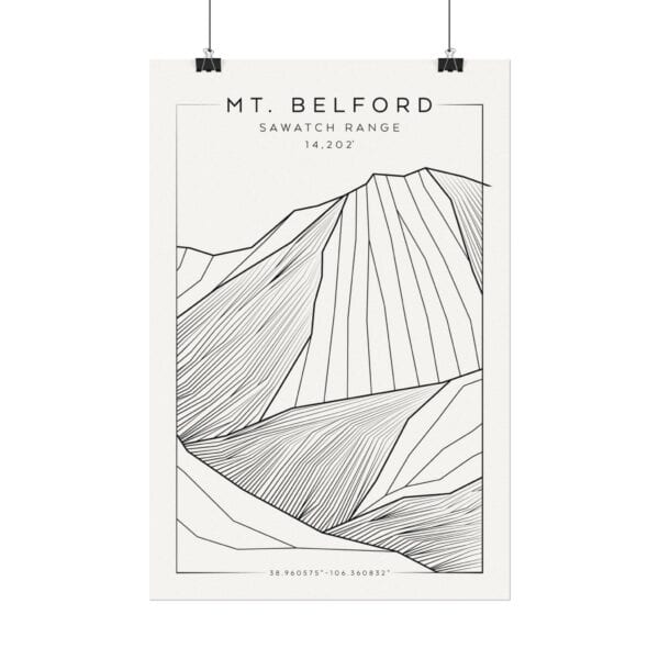 Colorado 14ers: MT. BELFORD: Textured Watercolor Matte Posters - Image 6