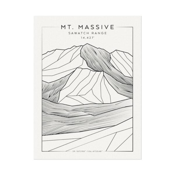 Colorado 14ers: MT. MASSIVE: Textured Watercolor Matte Posters