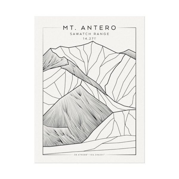 Colorado 14ers: MT. ANTERO: Textured Watercolor Matte Posters