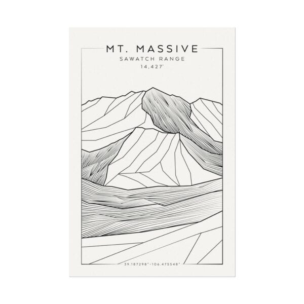 Colorado 14ers: MT. MASSIVE: Textured Watercolor Matte Posters - Image 5