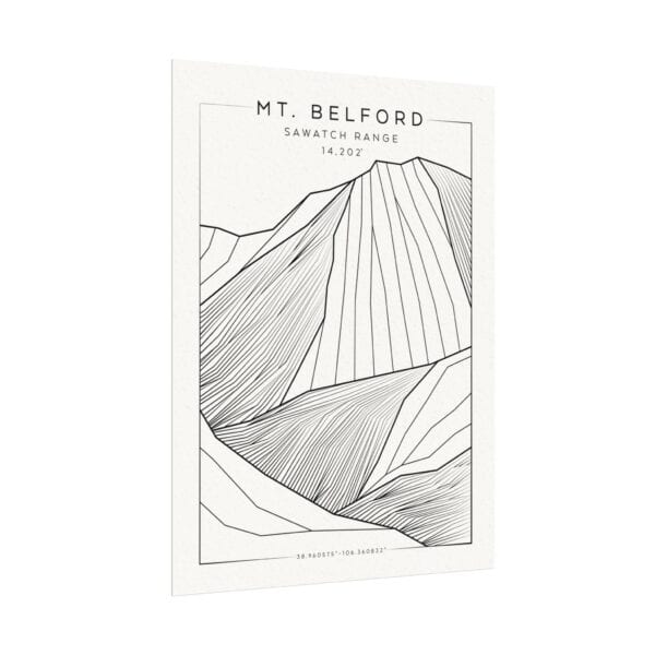 Colorado 14ers: MT. BELFORD: Textured Watercolor Matte Posters - Image 3