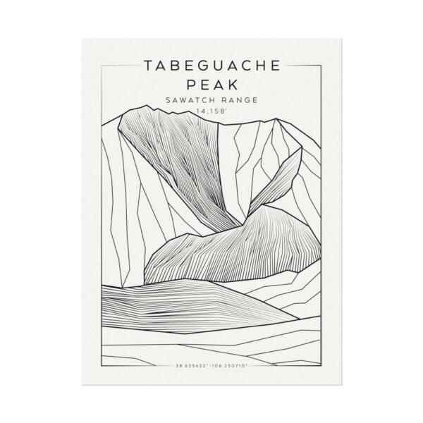 Colorado 14ers: TABEGUACHE PEAK: Textured Watercolor Matte Posters
