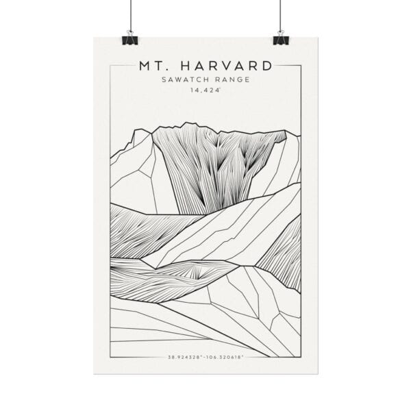 Colorado 14ers: MT. HARVARD: Textured Watercolor Matte Posters - Image 6