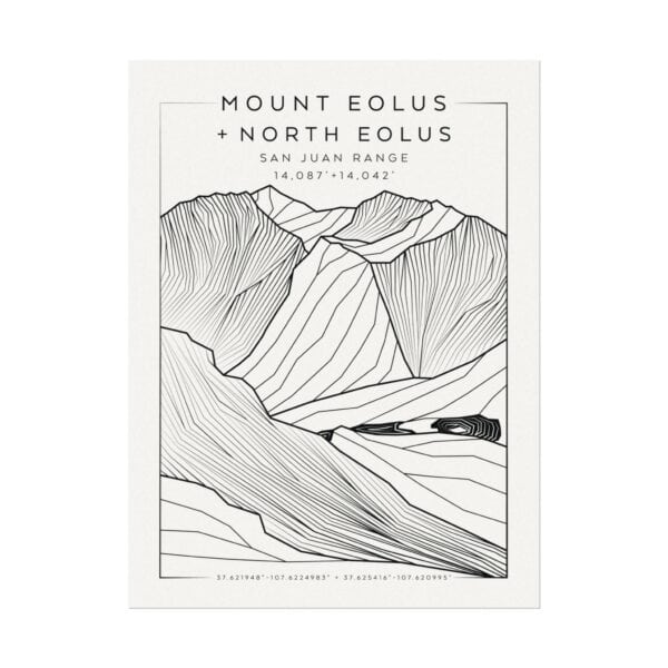 Colorado 14ers: MOUNT EOLUS + NORTH EOLUS: Textured Watercolor Matte Posters