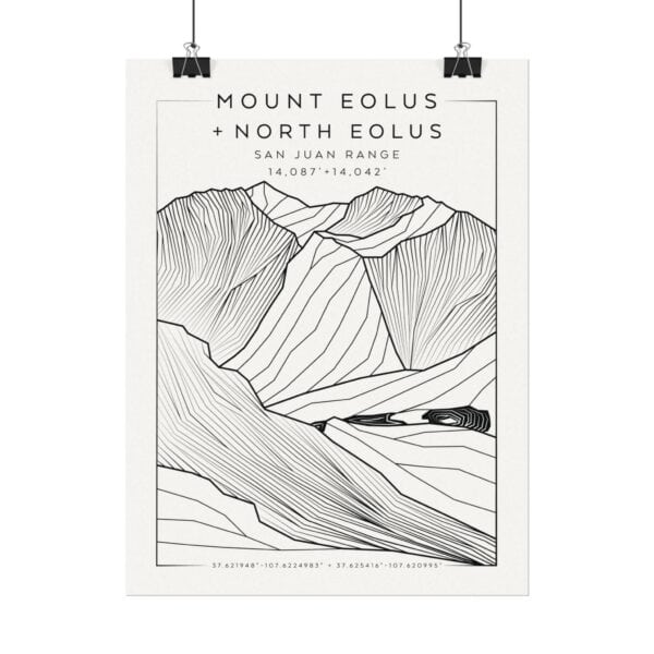 Colorado 14ers: MOUNT EOLUS + NORTH EOLUS: Textured Watercolor Matte Posters - Image 2