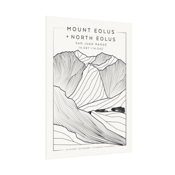 Colorado 14ers: MOUNT EOLUS + NORTH EOLUS: Textured Watercolor Matte Posters - Image 3