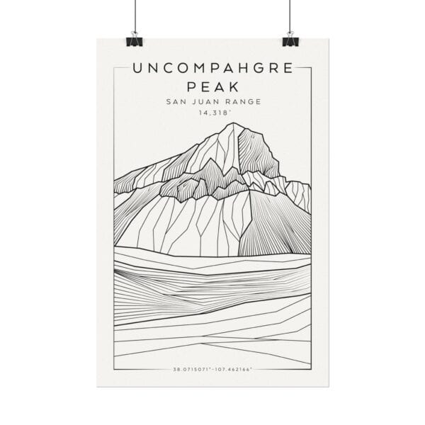 Colorado 14ers: UNCOMPAHGRE PEAK: Textured Watercolor Matte Posters - Image 6