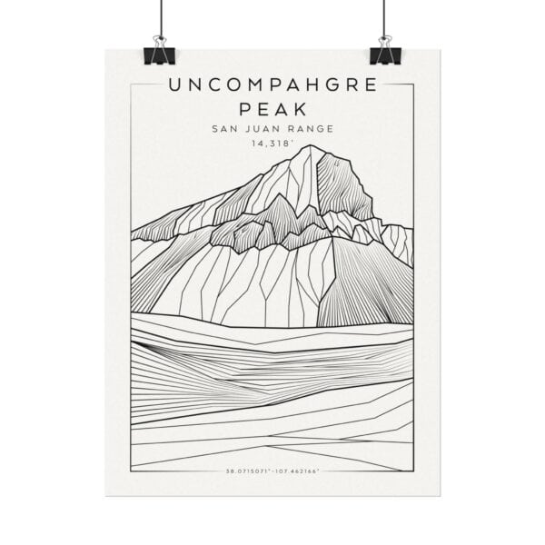 Colorado 14ers: UNCOMPAHGRE PEAK: Textured Watercolor Matte Posters - Image 2