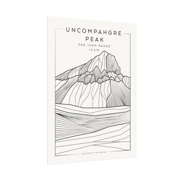 Colorado 14ers: UNCOMPAHGRE PEAK: Textured Watercolor Matte Posters - Image 3