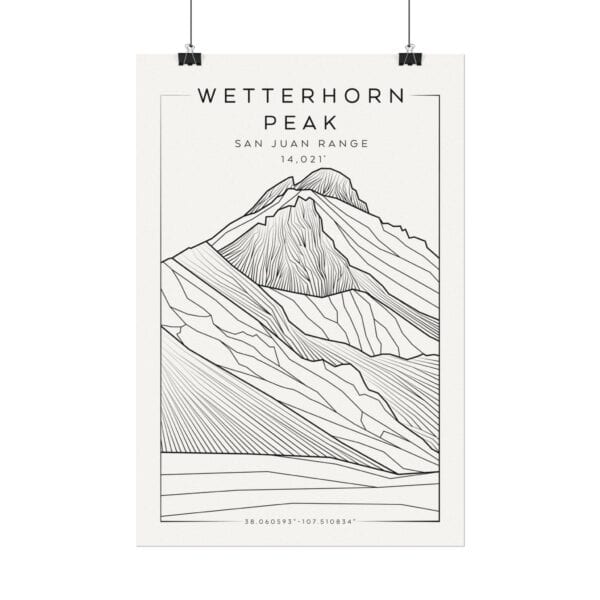 Colorado 14ers: WETTERHORN PEAK: Textured Watercolor Matte Posters - Image 6