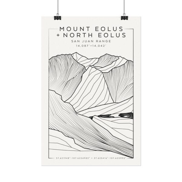 Colorado 14ers: MOUNT EOLUS + NORTH EOLUS: Textured Watercolor Matte Posters - Image 6