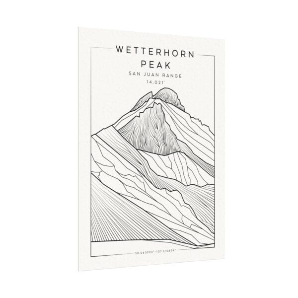 Colorado 14ers: WETTERHORN PEAK: Textured Watercolor Matte Posters - Image 3
