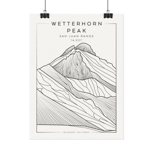 Colorado 14ers: WETTERHORN PEAK: Textured Watercolor Matte Posters - Image 2