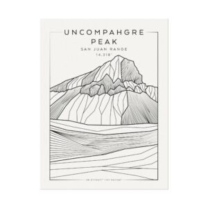 Colorado 14ers: UNCOMPAHGRE PEAK: Textured Watercolor Matte Posters