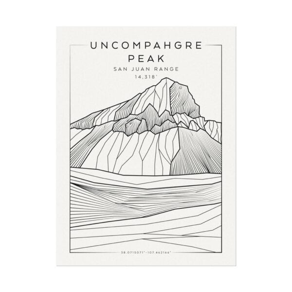 Colorado 14ers: UNCOMPAHGRE PEAK: Textured Watercolor Matte Posters