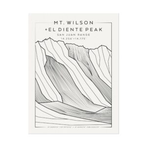 Colorado 14ers: MT. WILSON + EL DIENTE PEAK: Textured Watercolor Matte Posters