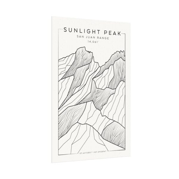 Colorado 14ers: SUNLIGHT PEAK: Textured Watercolor Matte Posters - Image 7